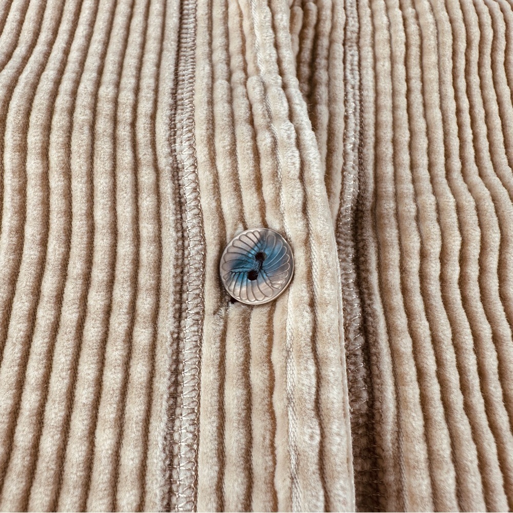 J.Jill Womens Medium Khaki Sand Corduroy Embroidered Floral Button Down Jacket - Picture 7 of 13